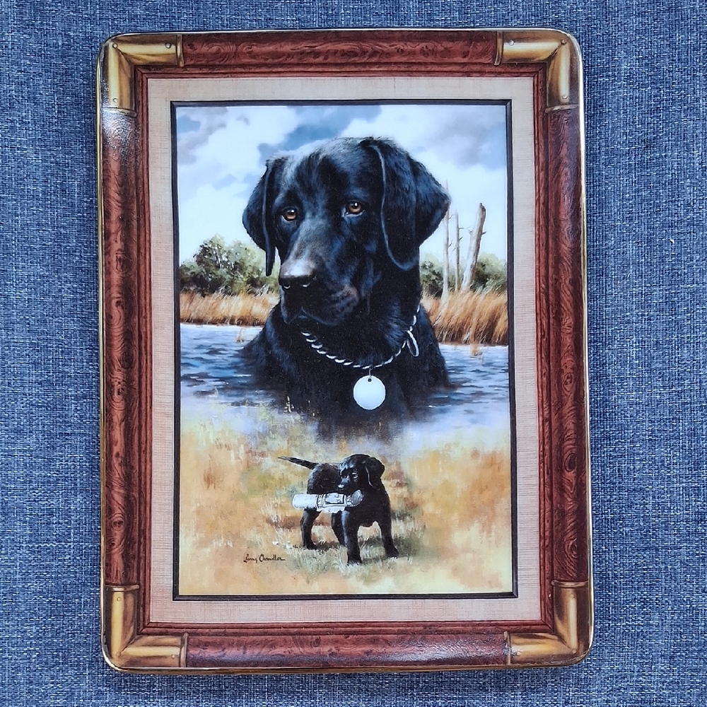 Elegant Black Labrador Dog Art Tray